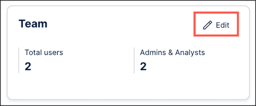 Screenshot showing the Team tile with the Edit link highlighted.